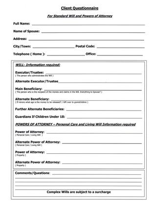 Lawyers questionnaire