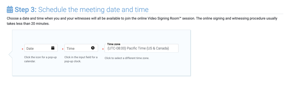 Schedule the signing of a Digital Will