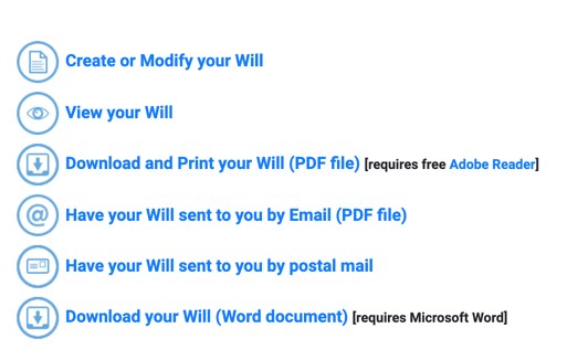 LegalWills.ca Document Options