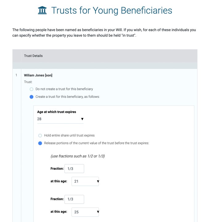 LegalWills.ca Trusts for Young Beneficiaries