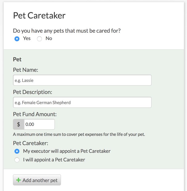 LawDepot.ca Pet Caretaker